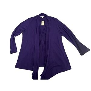 Coldwater Creek Womens Cardigan Draped Open Front Knit Purple XL  Size NEW